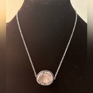 Purple Druzy Elegant Silver Pendant Necklace